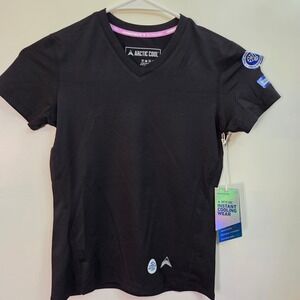 Arctic Cool Girl's Black V-Neck Instant Cooling Hydrofreeze X Activewear Shirt S